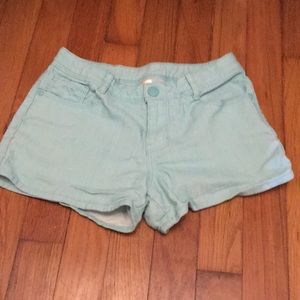 Teal jean shorts
